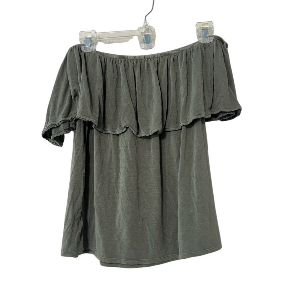 American Eagle Outfitters Off-Shoulder Olive Green Top